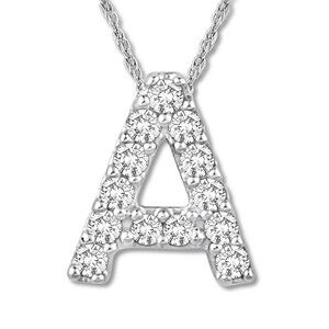 18kt White Gold Plated Letter A Pendant